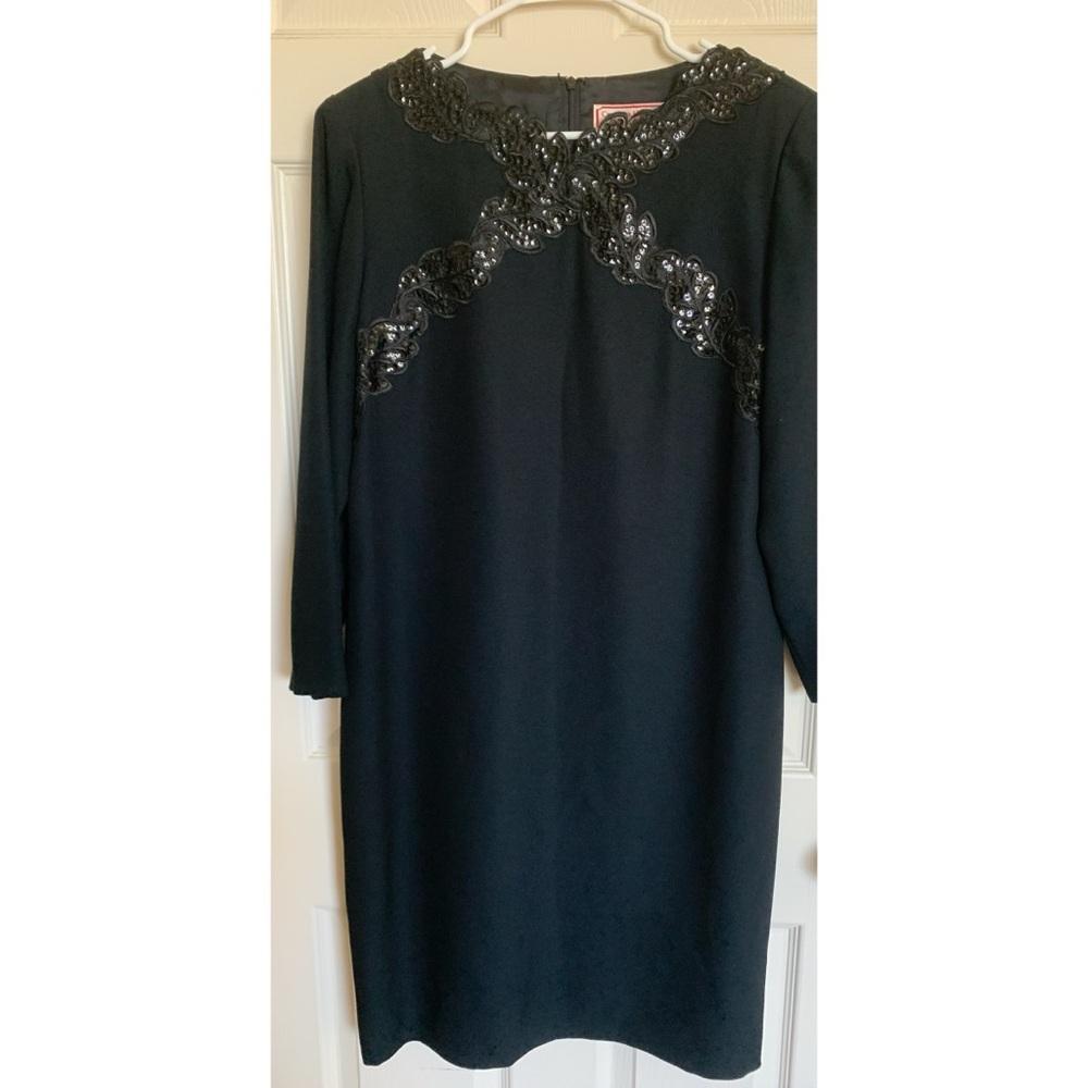 Vintage Carolina Herrera Mini Cocktail Dress With Sequins Size 14